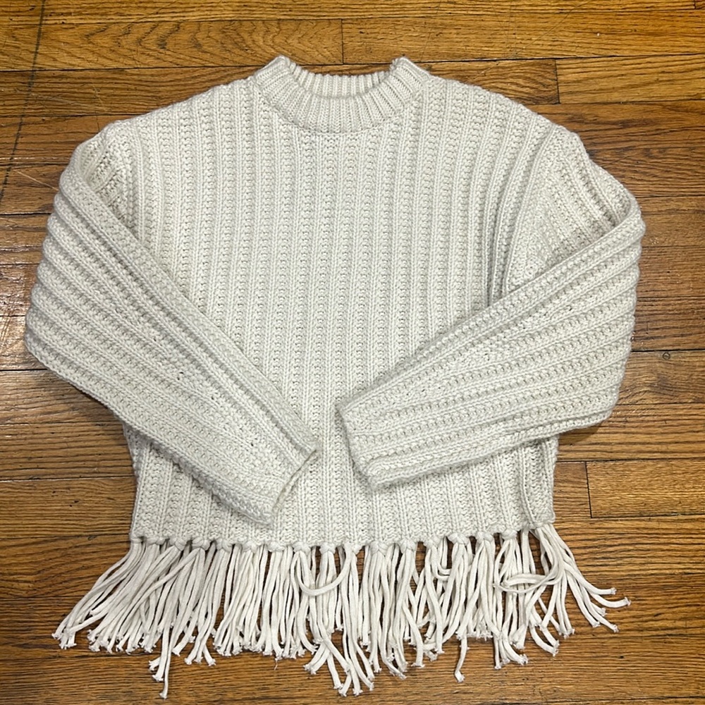 HM cream fringe sweater